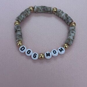 Dog Mom Beaded Bracelet - Gold and Gray